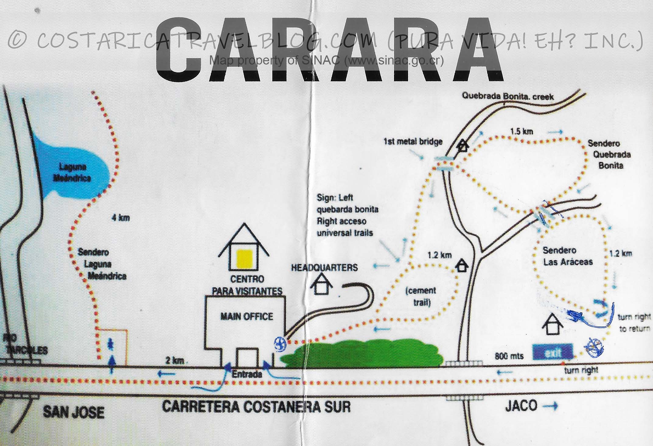 Carara National Park Trail Map