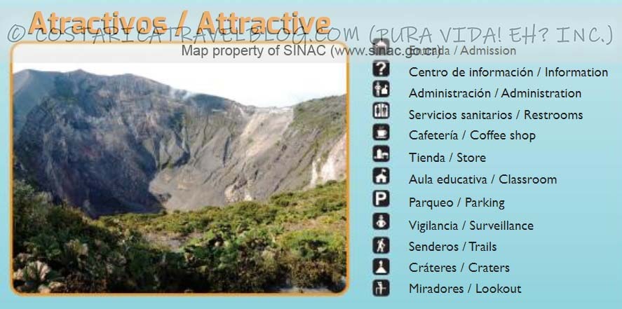 Irazu Volcano National Park Trail Map