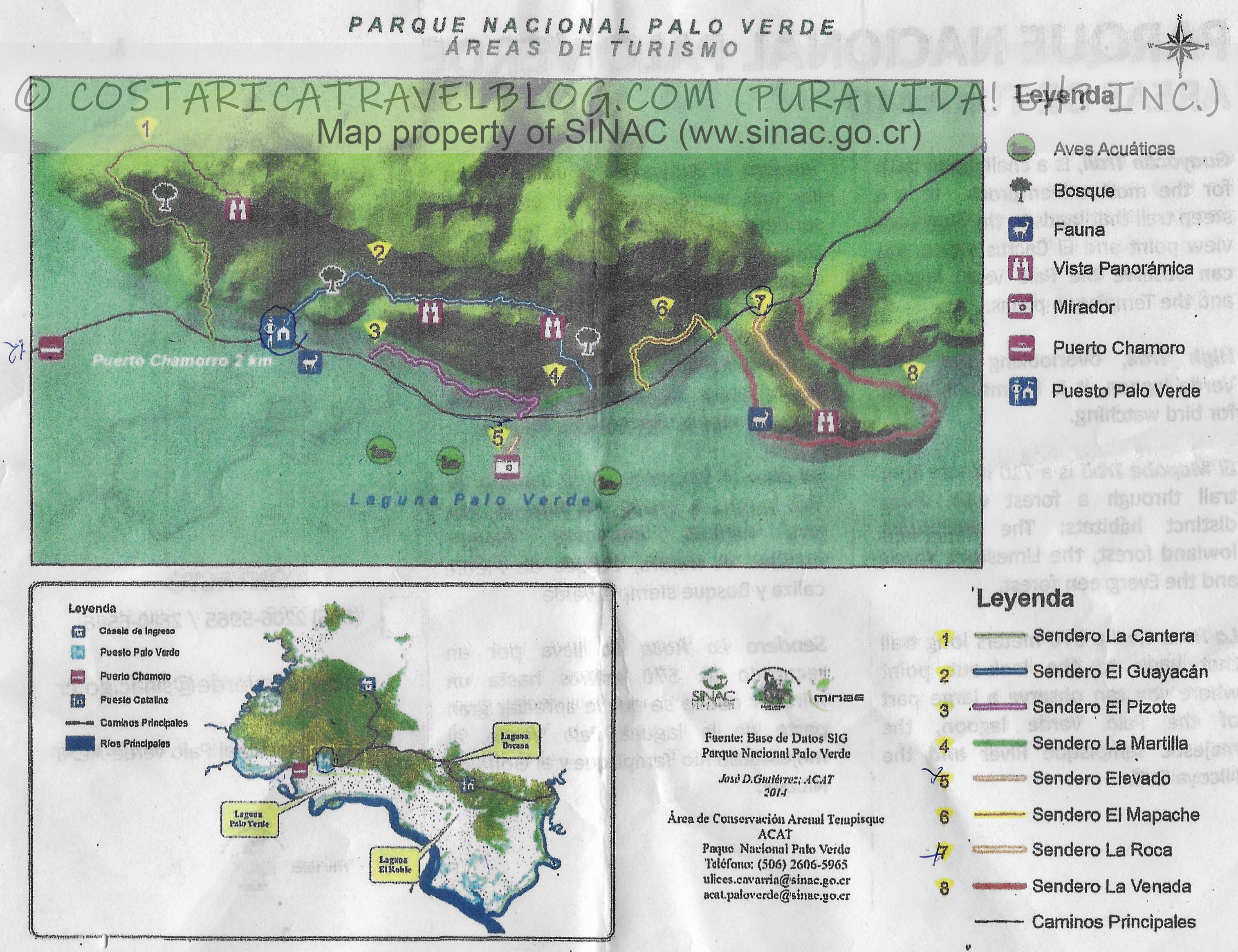 Palo Verde National Park Trail Map