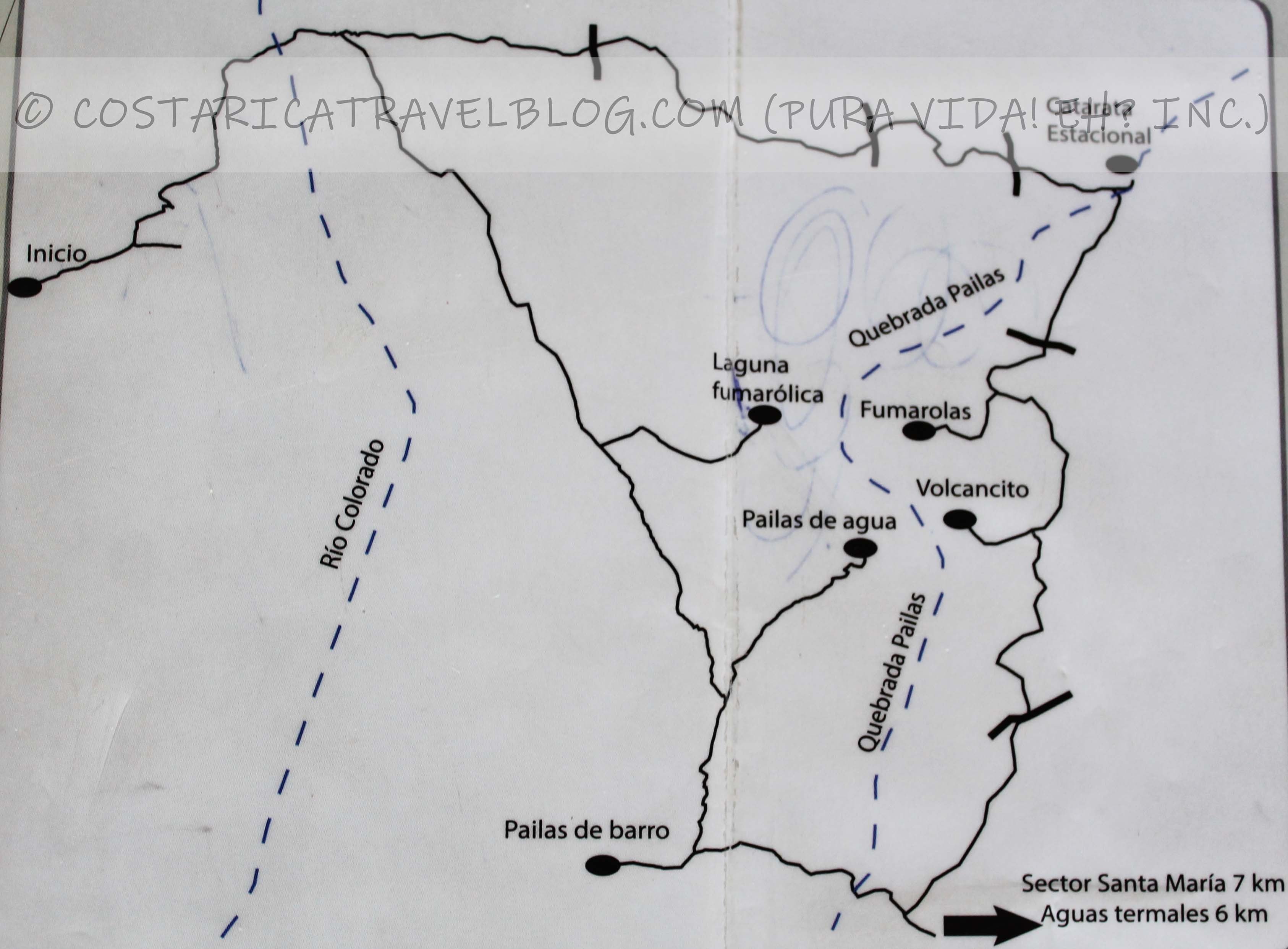 Rincon de la Vieja National Park Trail Map (Las Pailas)