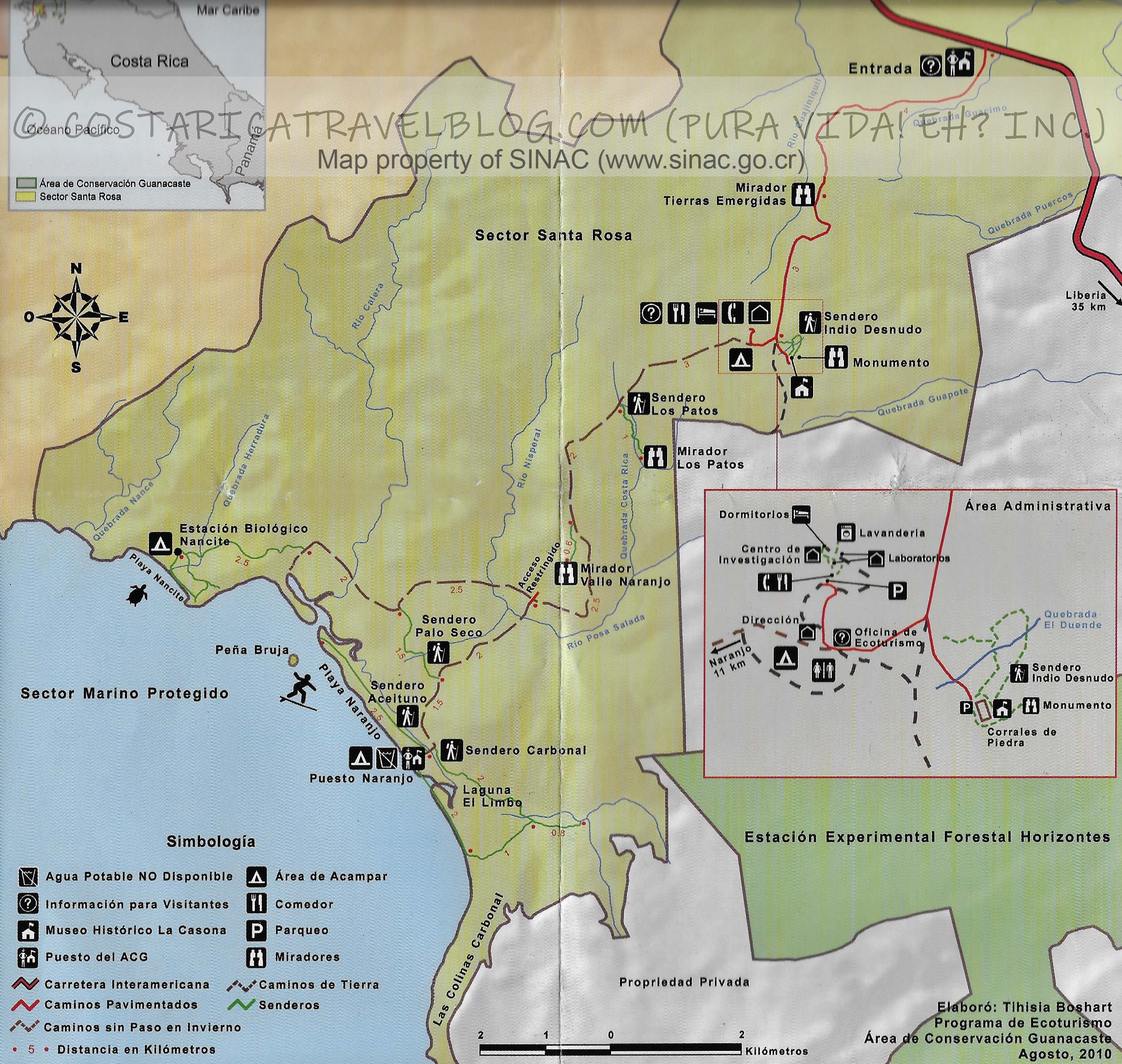 Santa Rosa National Park Trail Map